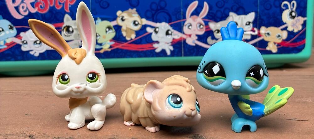 Littlest Pet Shop White Rabbit, Guinea Pig, Peacock Authentic Y2K LPS